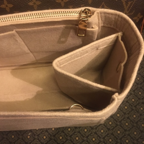 Purse tote medium insert organizer+2 zipper pockets premium insert brown - Picture 6 of 8